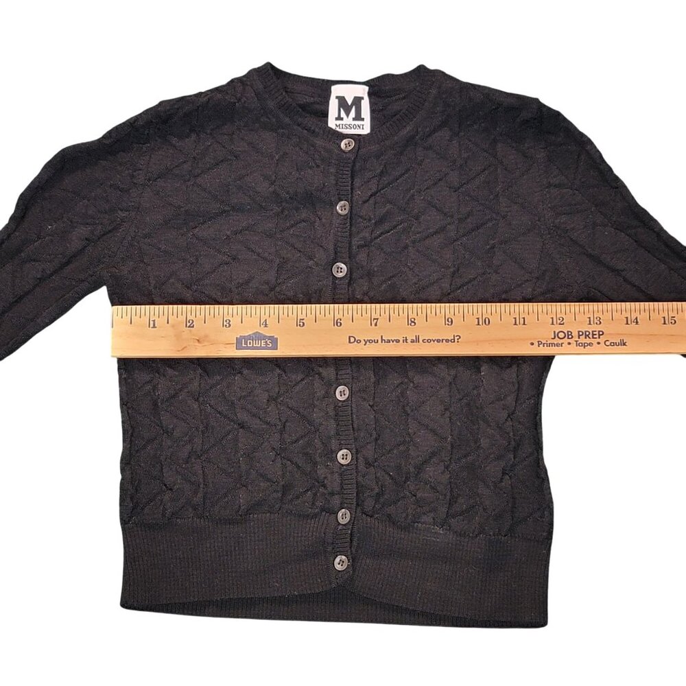 Missoni Womens Cardigan Sweater Sz XS Black Textured Long Sleeves Button Up READ - Picture 5 of 7